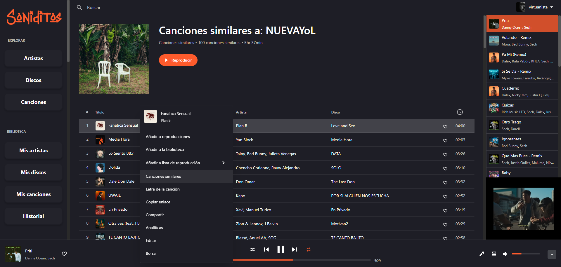 Página de la canción en Soniditos